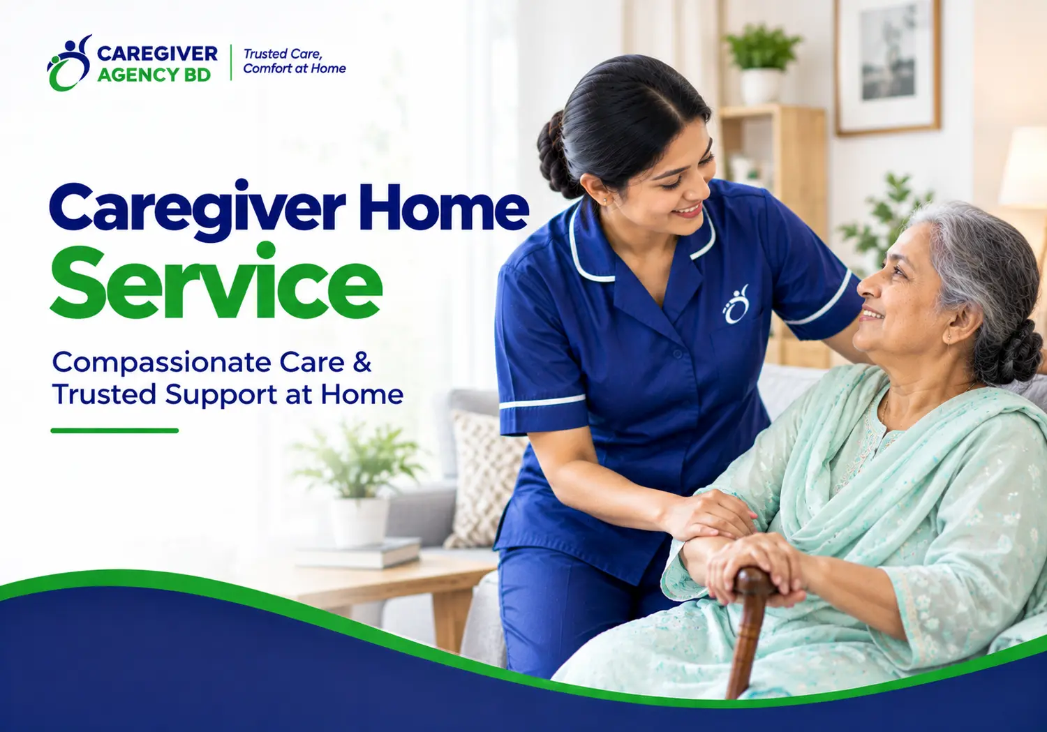 Caregivers Home Service in Dhaka – Professional Home Caregiver Supporting Elderly Patient at Home