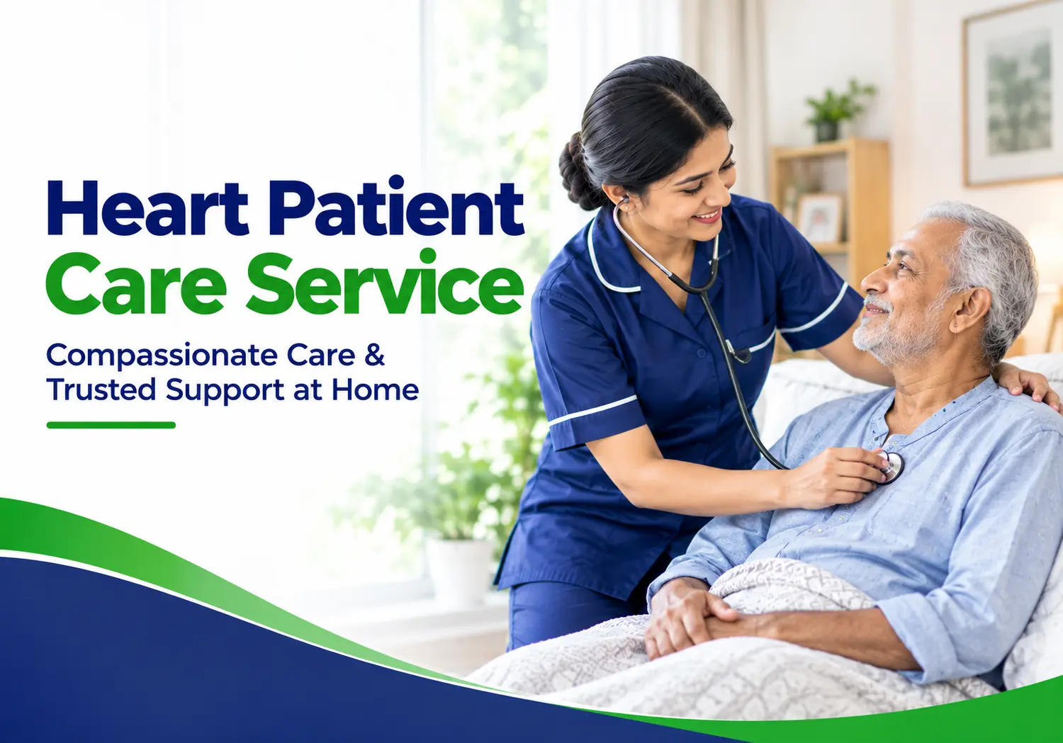 Caregiver helping a heart patient with a walk at home in Dhaka